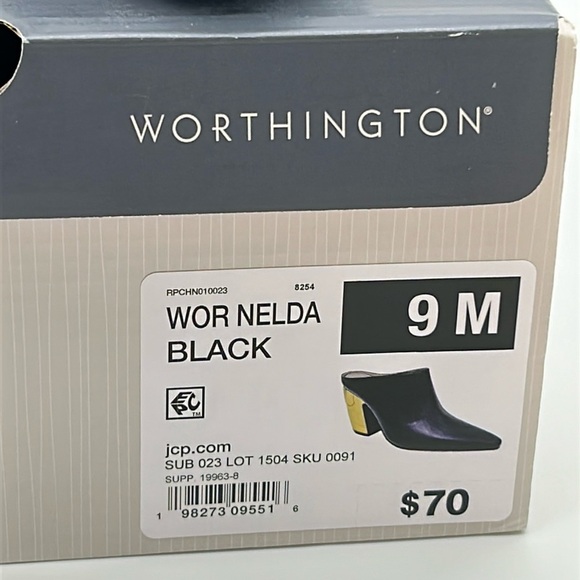 2514- Worthington Wor Nelda Black & Gold Mules Size 9 NWT with Box - Picture 8 of 12